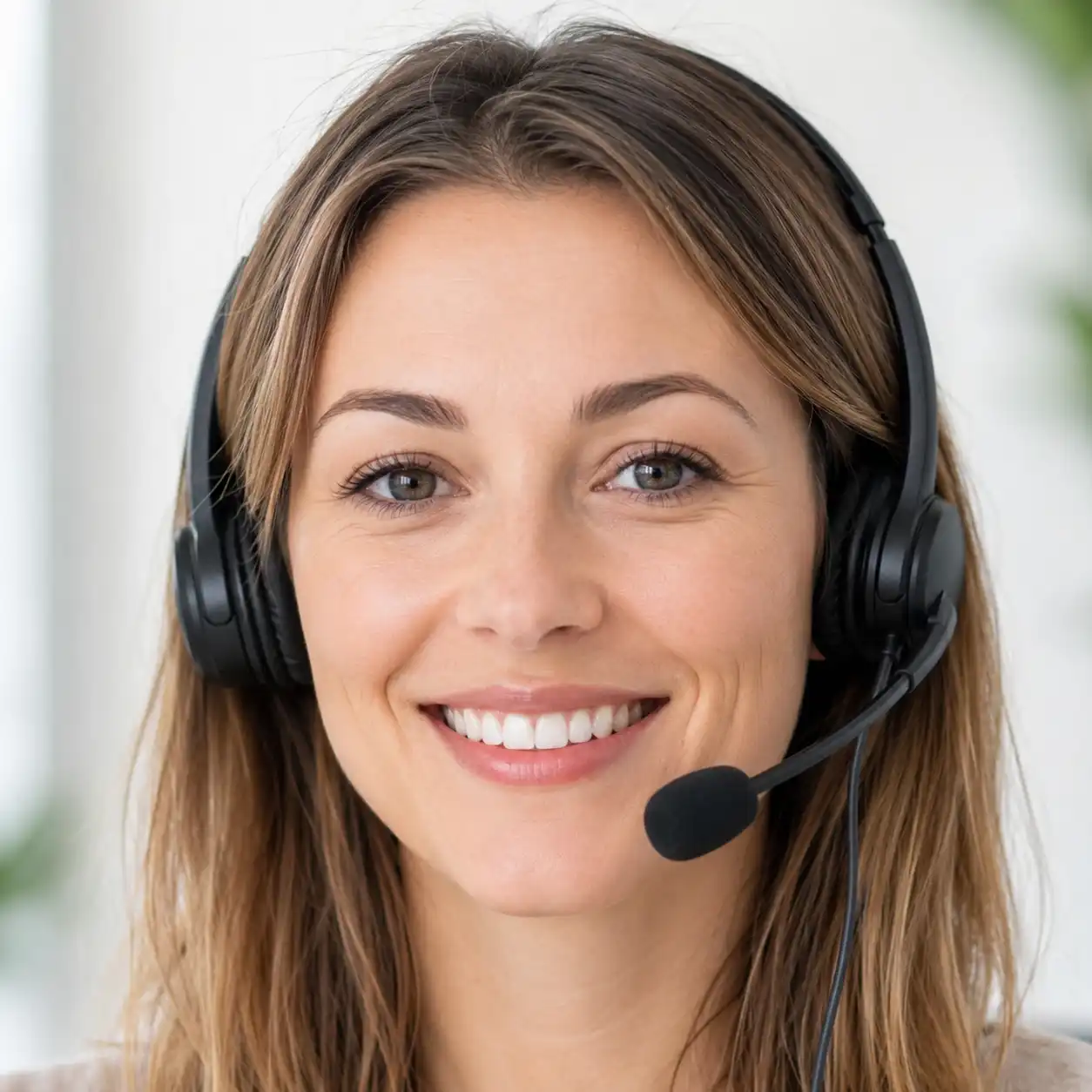 Conseillère SantéDabord souriante avec casque